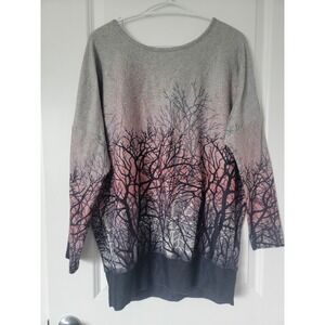 Apricot Womens Grey Pink Tree Print Sunset Ombre Knit Top Sweater UK 10 EUR S
